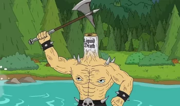 A cartoon character wielding an axe in the water, ready for a liquid death battle.