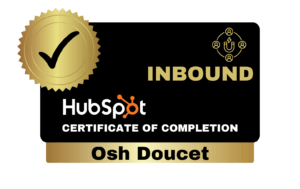 Osh doucet's hubspot certificate of completion.