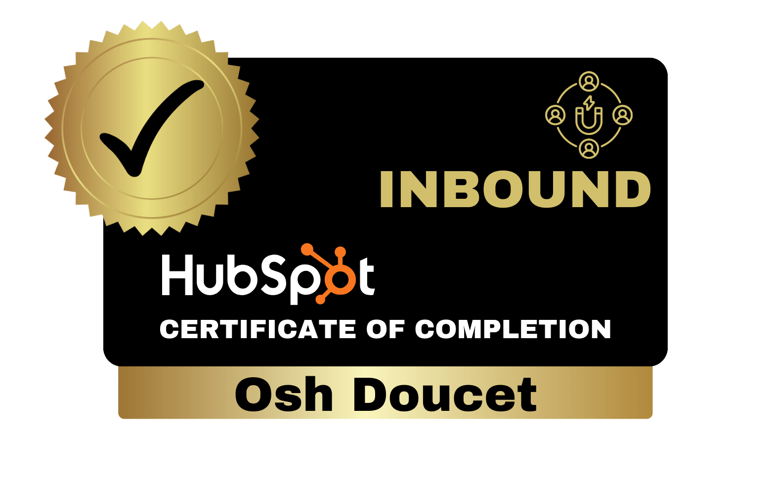 Osh doucet's hubspot certificate of completion.